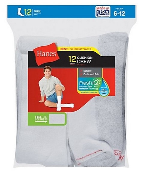 Cushion Crew Socks (4-Pack) by Hanes