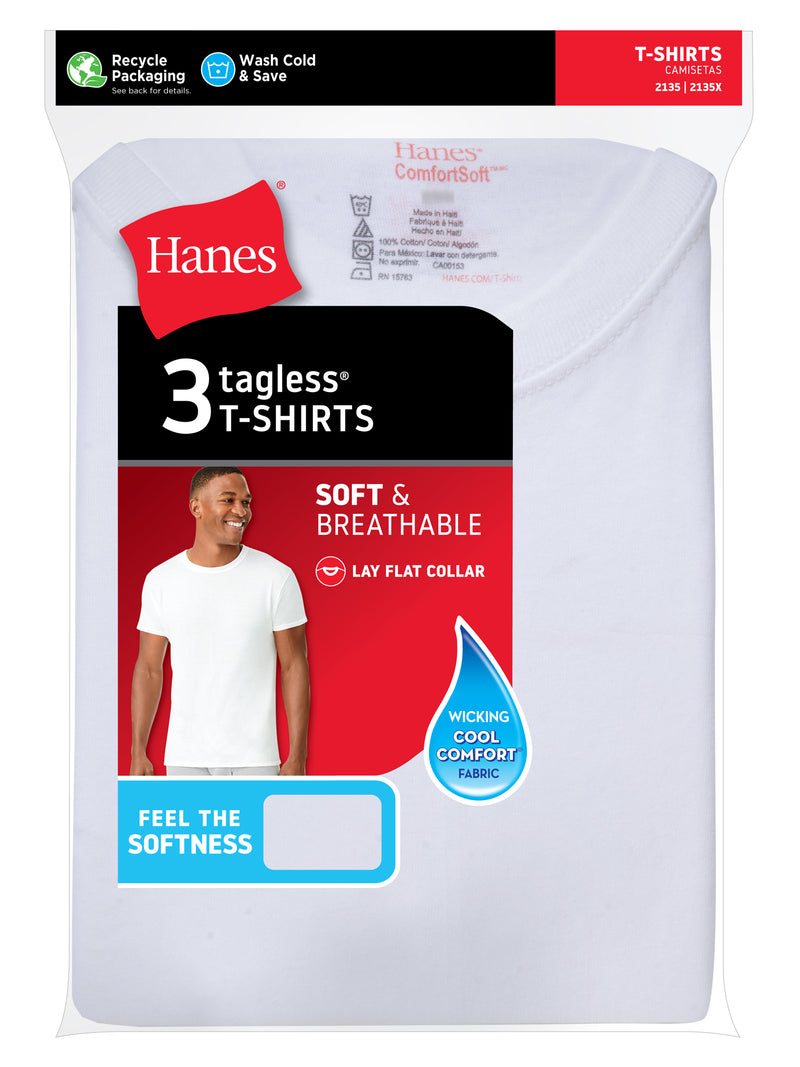 Tagless ComfortSoft Crew Neck T-Shirts (3-Pack) by Hanes