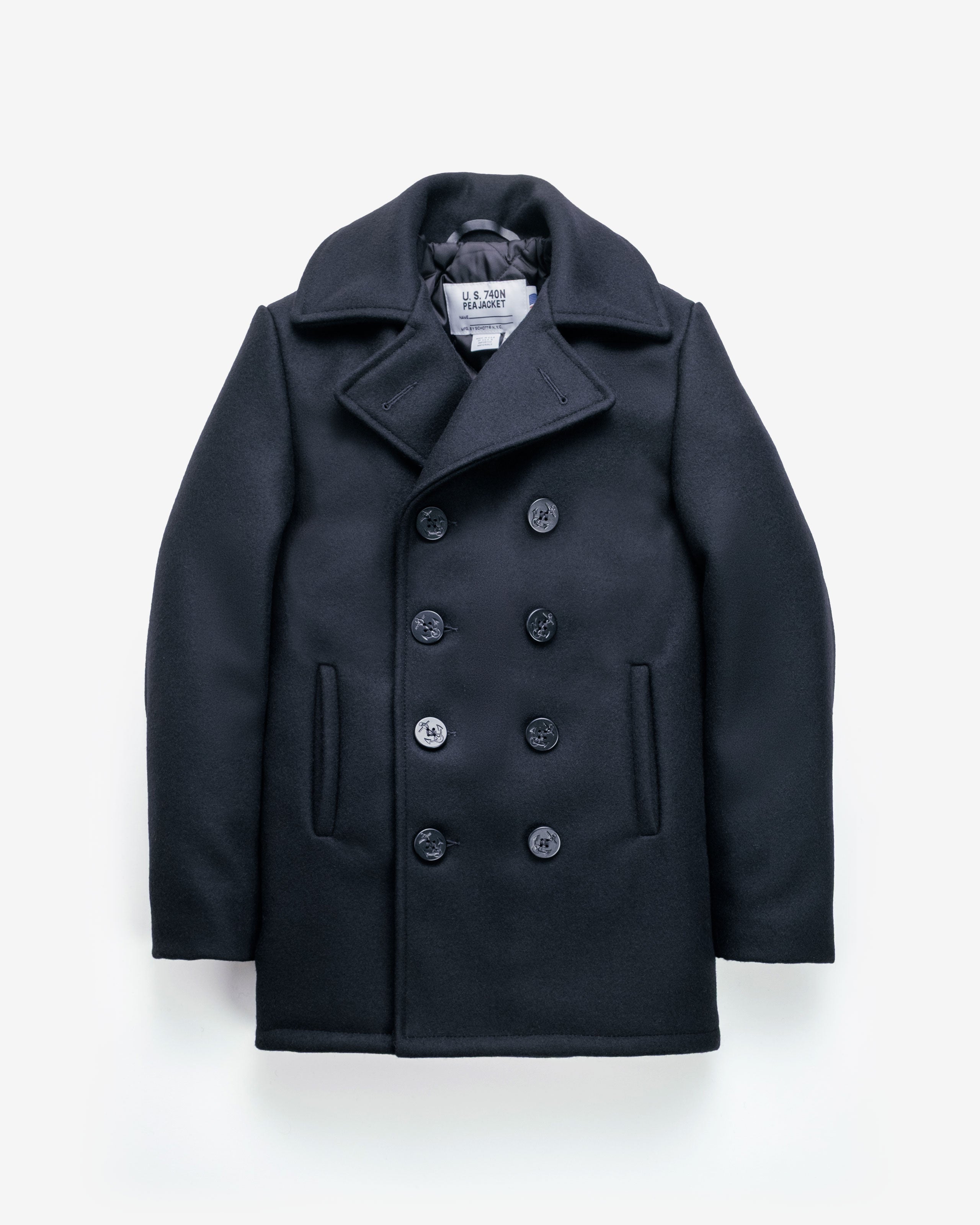 740 Classic Melton Wool Pea Coat by Schott NYC