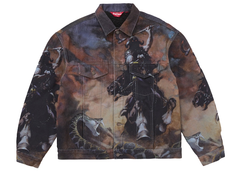 Supreme x Frank Frazetta Faux Shearling Lined Trucker Jacket