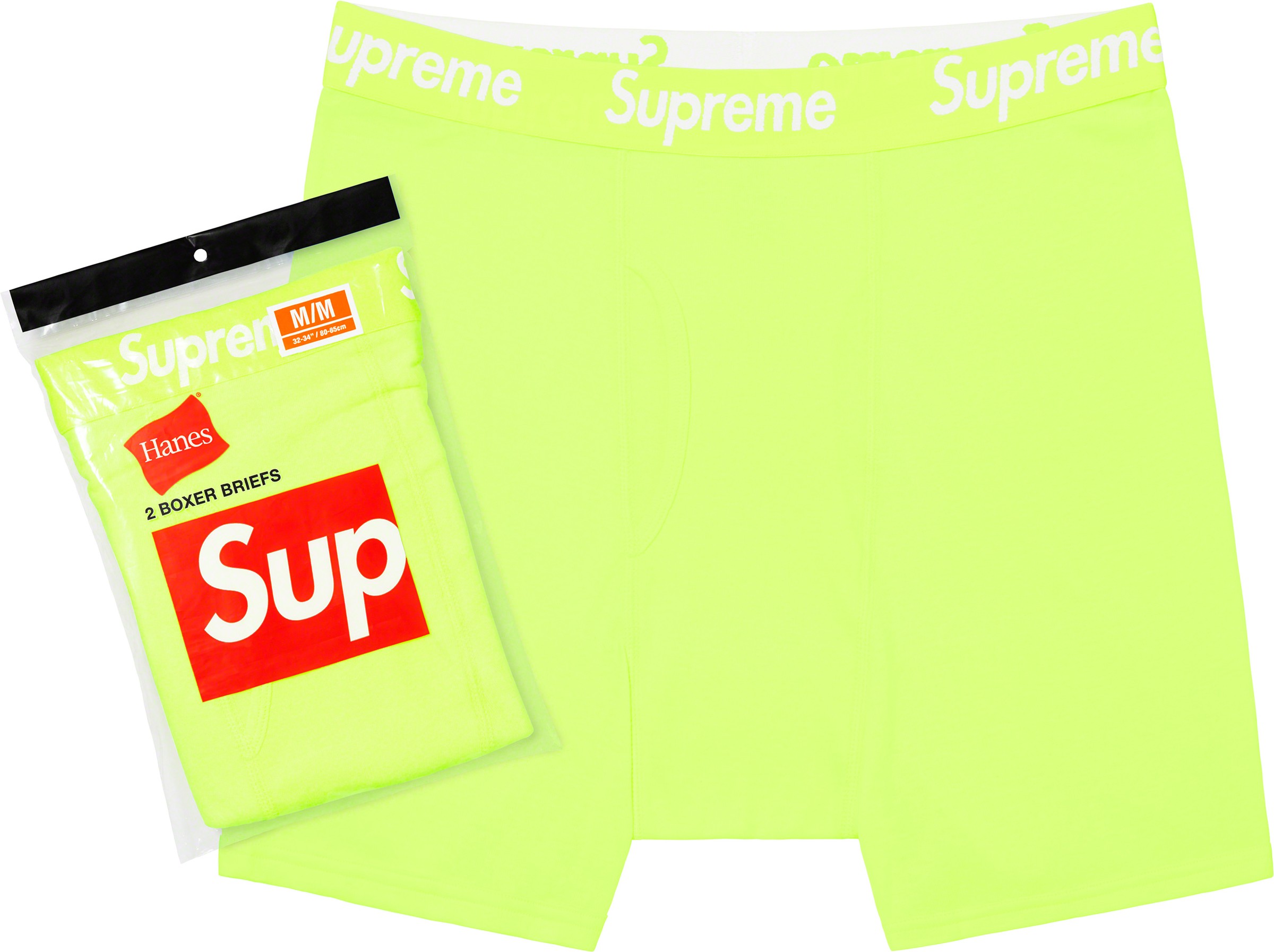 Supreme x Hanes Boxer Briefs — Fluorescent Yellow (Spring/Summer 2023)