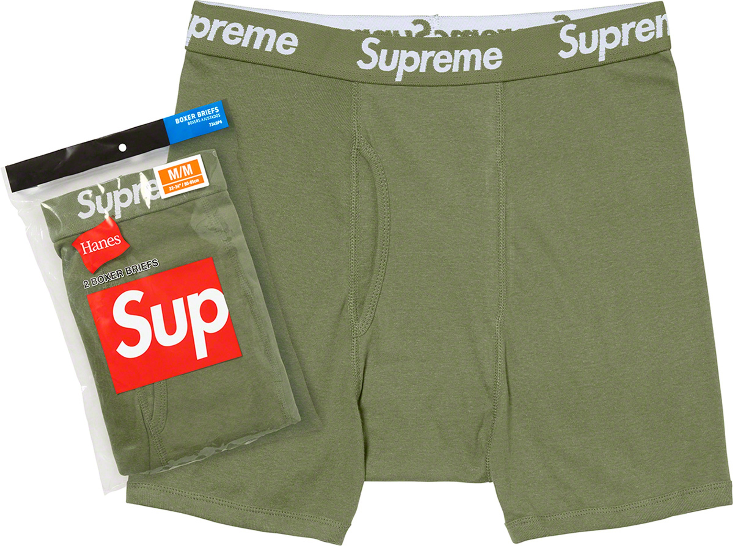 Supreme x Hanes Boxer Briefs — Olive (Spring/Summer 2022)