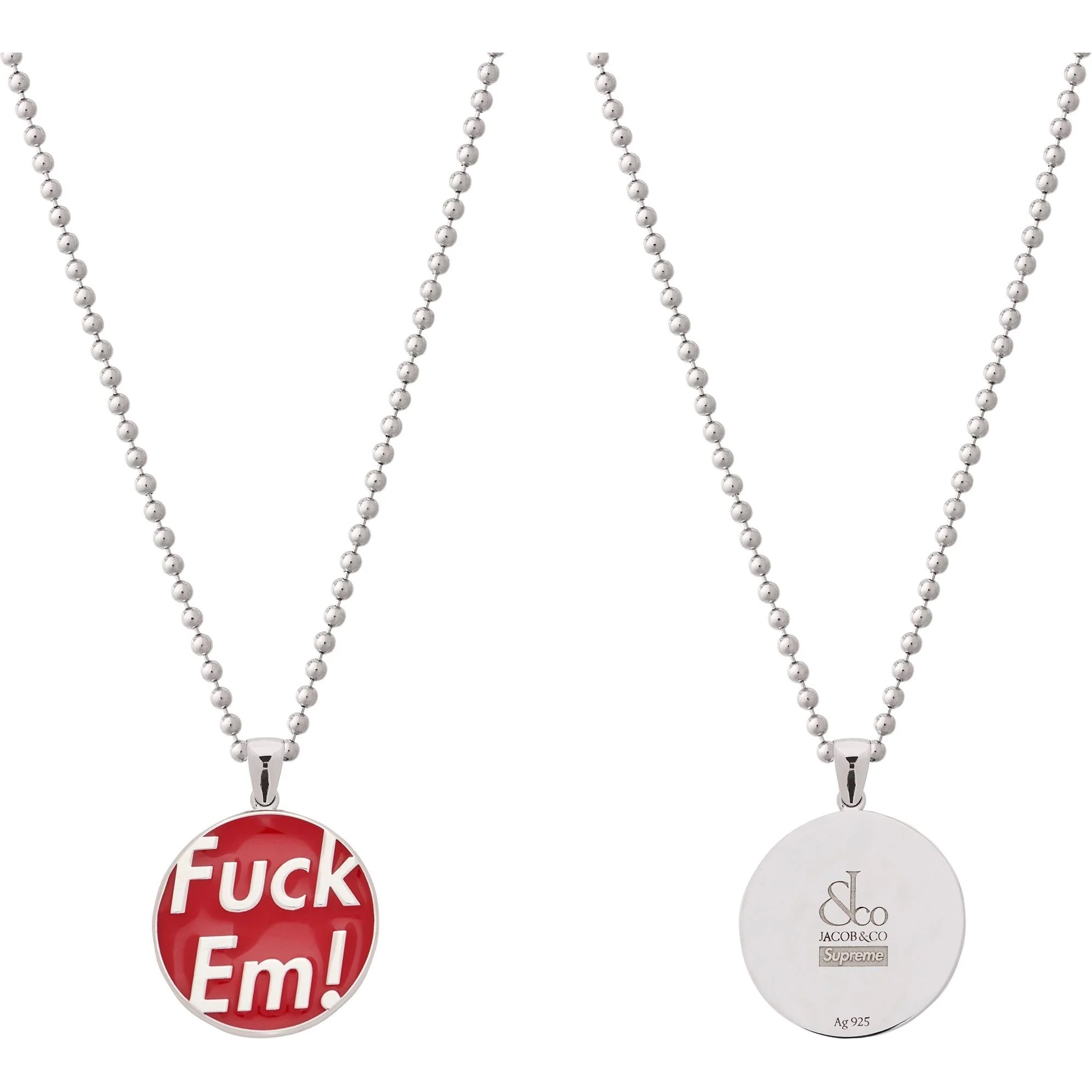 Supreme x Jacob & Co. Fuck Em Pendant (Silver)