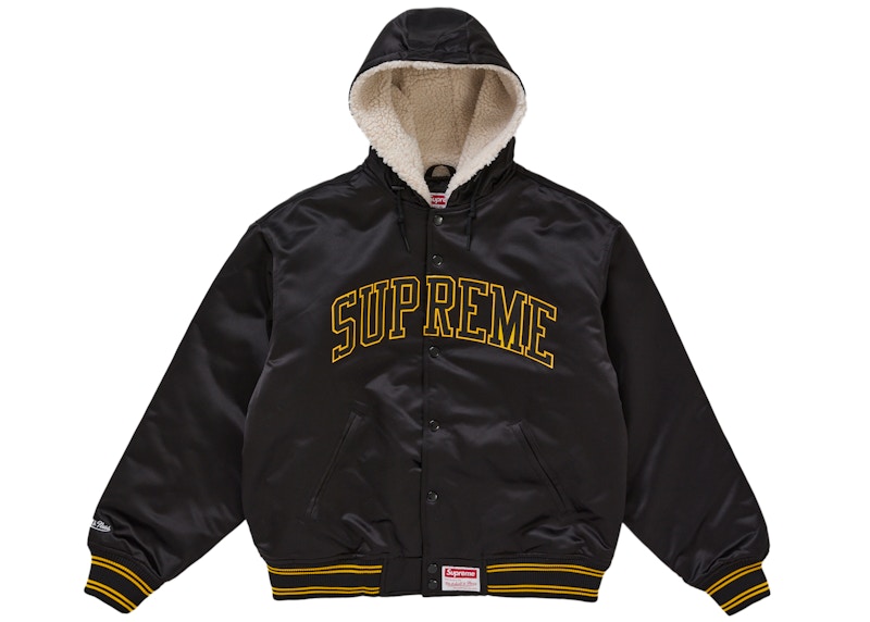Supreme x Mitchell & Ness Lined Hooded Satin Varsity Jacket